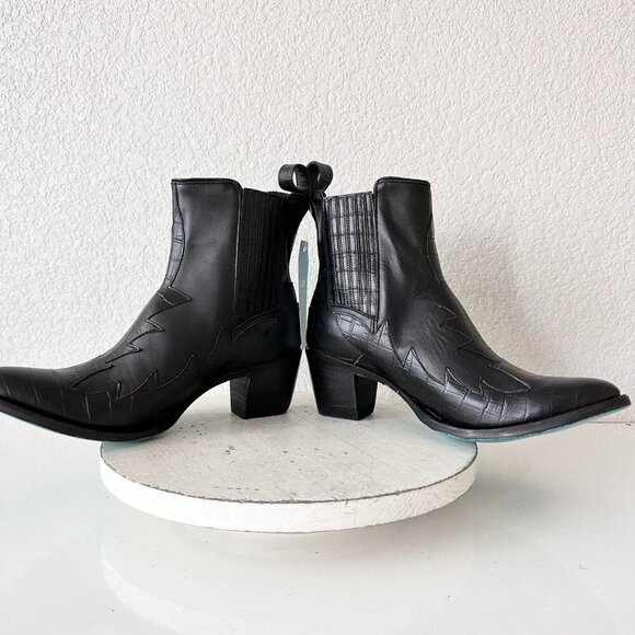 NEW Lane CHELSEA Womens Cowboy Bootie 11 Cowgirl Western Black Short Ankle Boots - Picture 7 of 12